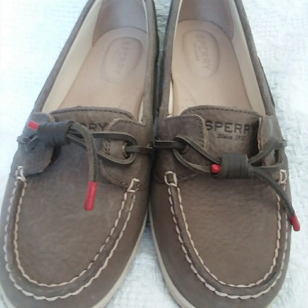 Sperry topsiders. Like new! Leather & denim